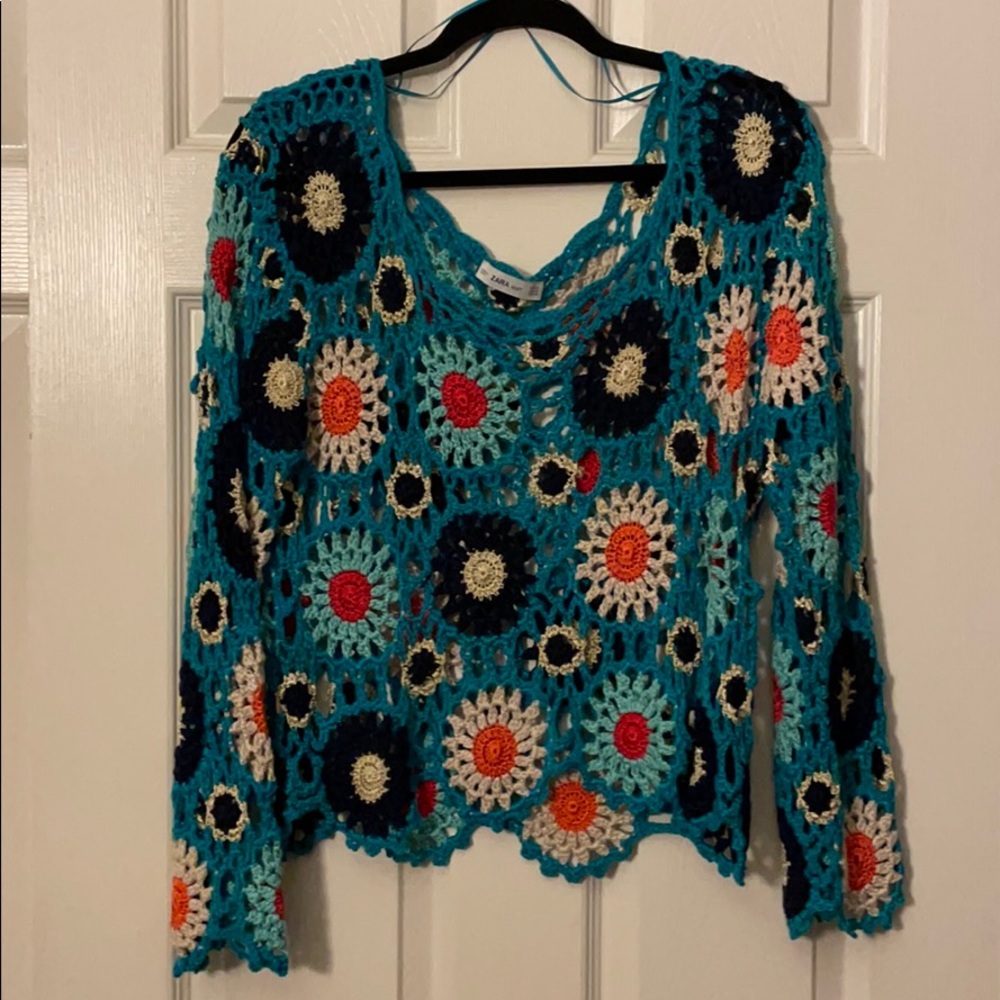 Zara Flora Knit Sweater